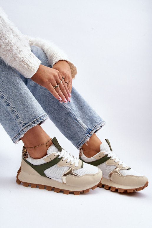 Zapatillas modelo zapatos calzado deportivo color beige-verde Ralita