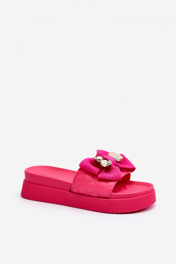 Zapatillas de casa de mujer con lazo y osito fucsia Katterina