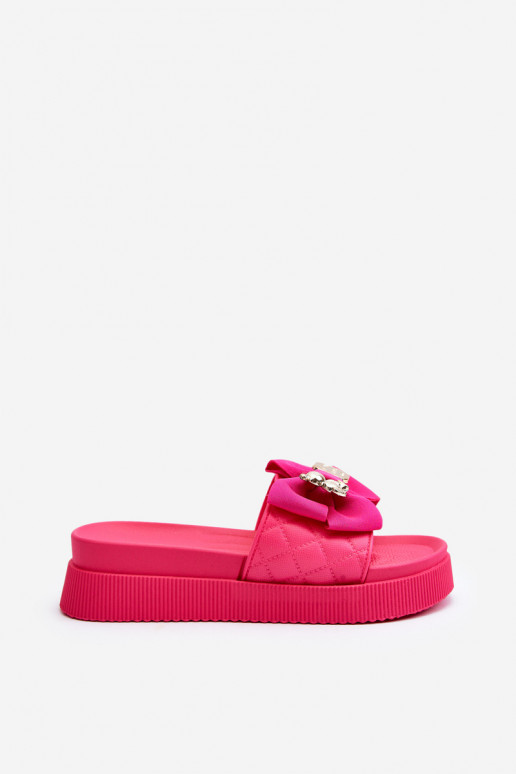 Zapatillas de casa de mujer con lazo y osito fucsia Katterina