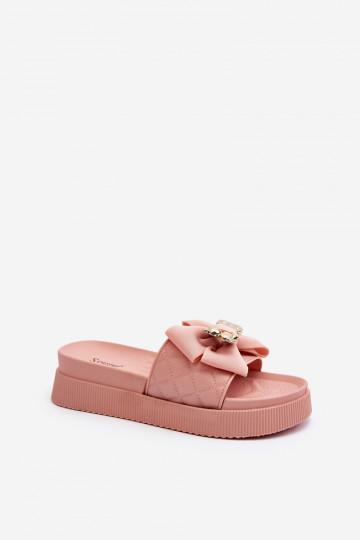 Pantuflas de mujer con lazo y osito, Rožinė Katterina