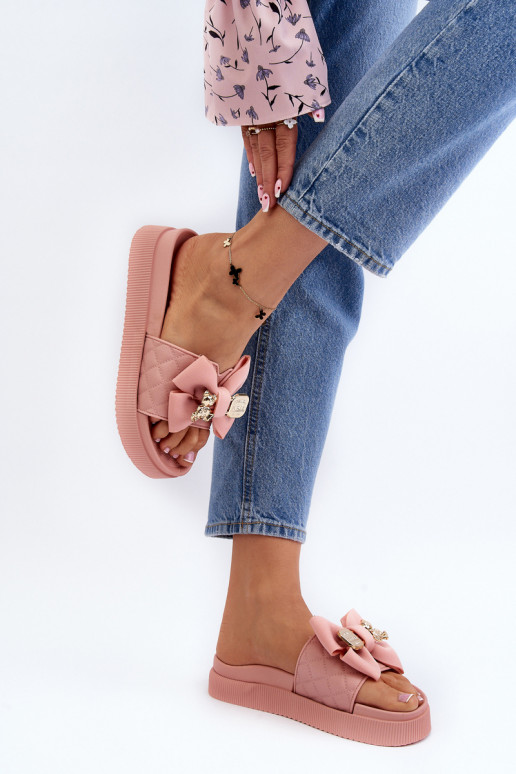 Pantuflas de mujer con lazo y osito, Rožinė Katterina Pantuflas de mujer con lazo y osito, Rožinė Katterina
