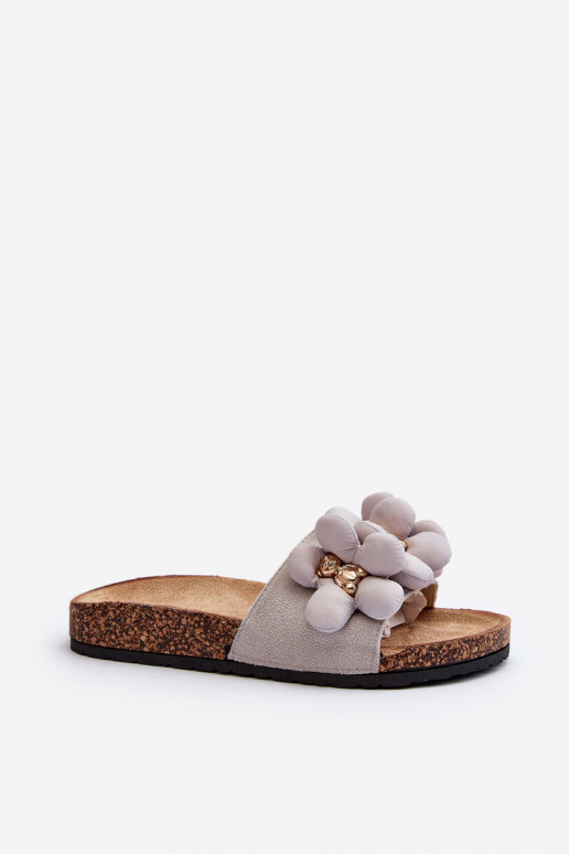 Pantuflas de mujer con bonitos detalles en color gris Bunlia