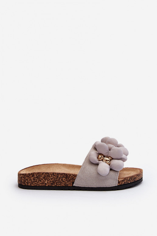 Pantuflas de mujer con bonitos detalles en color gris Bunlia