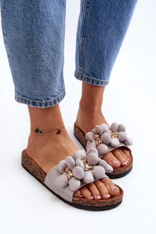 Pantuflas de mujer con bonitos detalles en color gris Bunlia