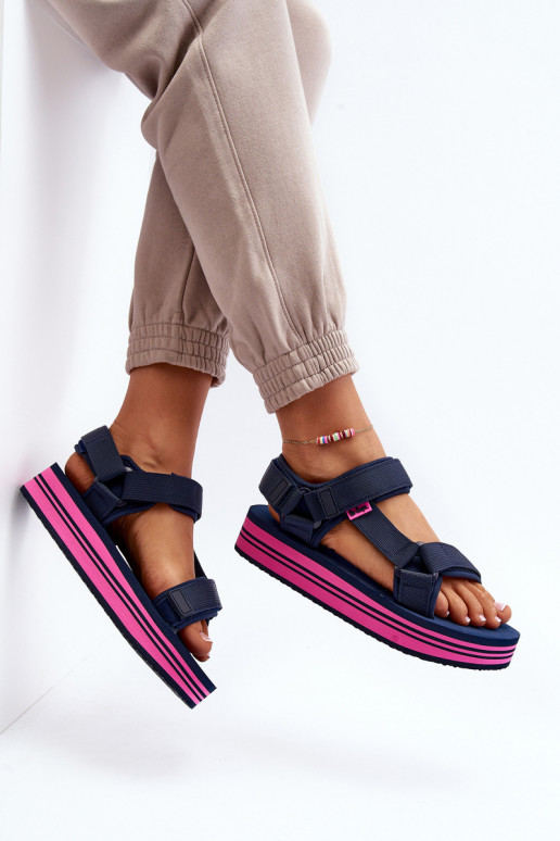 Sandalias con plataforma de mujer Lee Cooper LCW-24-05-2754L azul oscuro