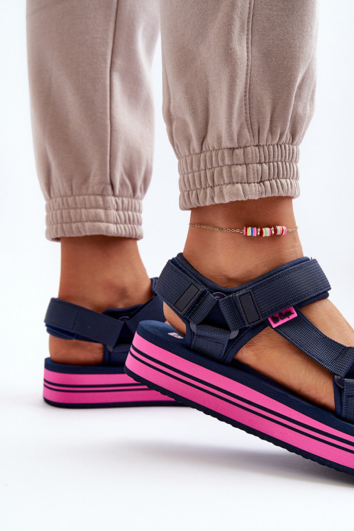 Sandalias con plataforma de mujer Lee Cooper LCW-24-05-2754L azul oscuro