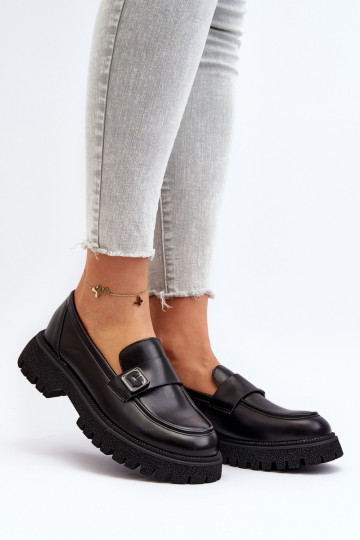 Mocasines de mujer con tiras en color negro Flanila 2