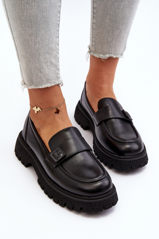 Mocasines de mujer con tiras en color negro Flanila Mocasines de mujer con tiras en color negro Flanila