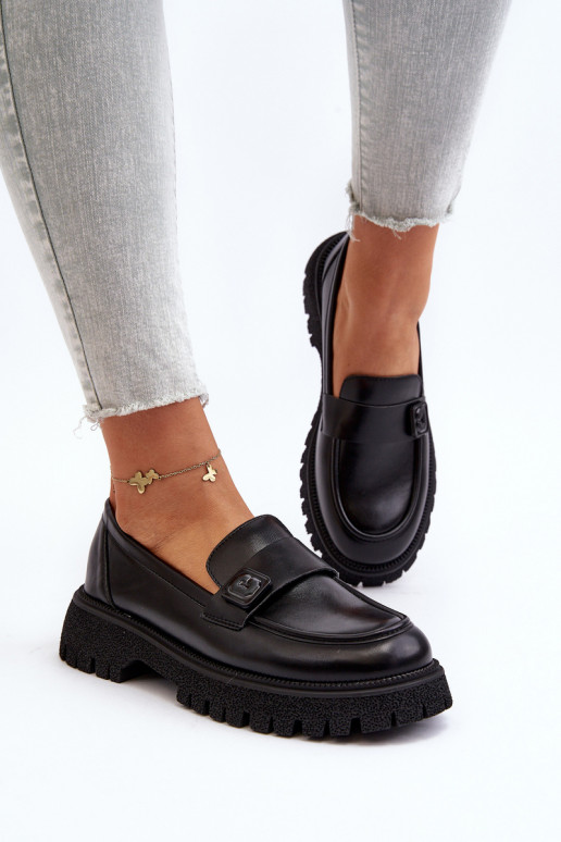 Mocasines de mujer con tiras en color negro Flanila Mocasines de mujer con tiras en color negro Flanila