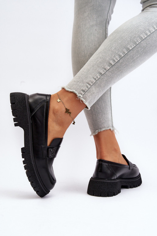 Mocasines de mujer con tiras en color negro Flanila Mocasines de mujer con tiras en color negro Flanila