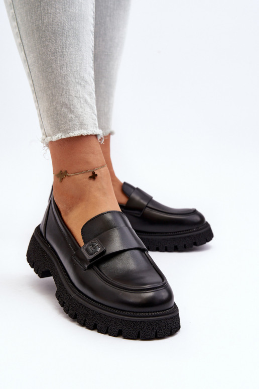 Mocasines de mujer con tiras en color negro Flanila Mocasines de mujer con tiras en color negro Flanila