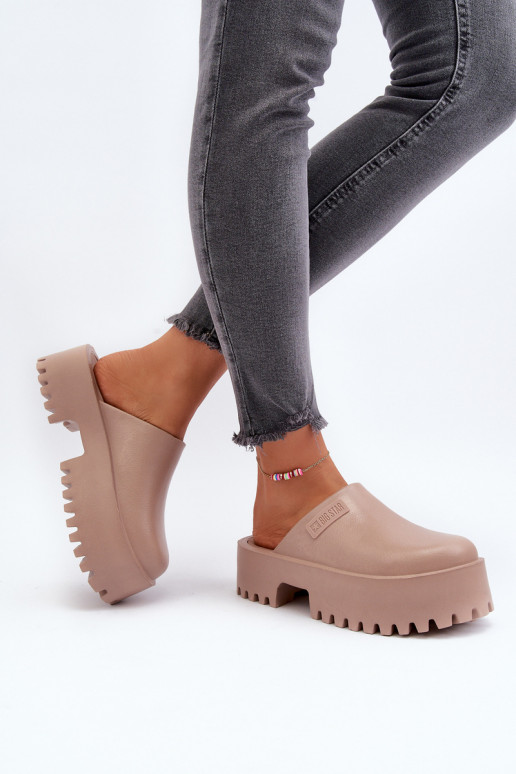 Zapatillas con suelas masivas de moda Big Star NN274016 beige