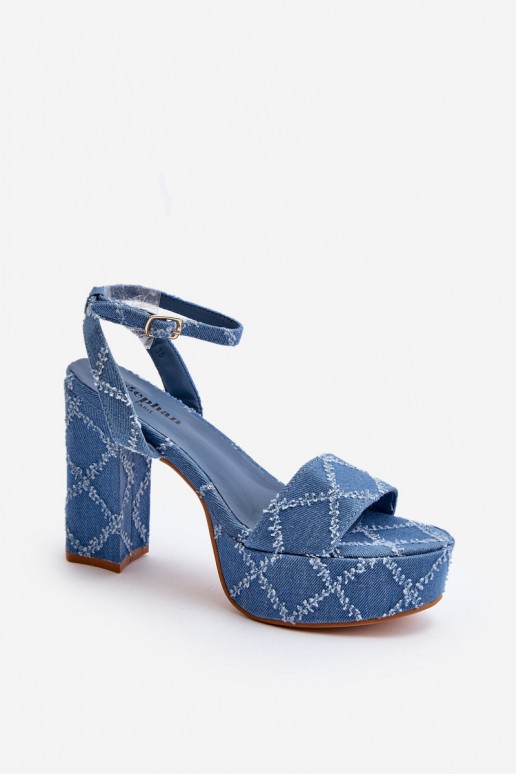 Sandalias vaqueras con tacón en color azul Acrana