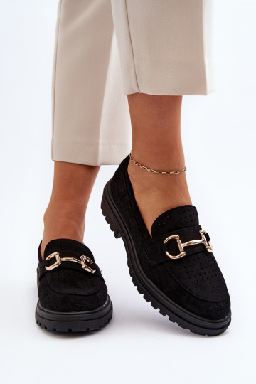 Mocasines de mujer calados con adornos en negro Talesse 2