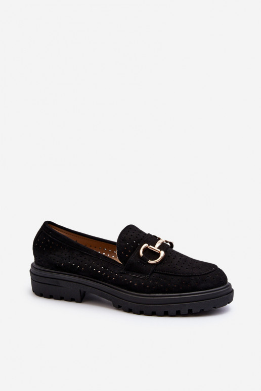 Mocasines de mujer calados con adornos en negro Talesse Mocasines de mujer calados con adornos en negro Talesse