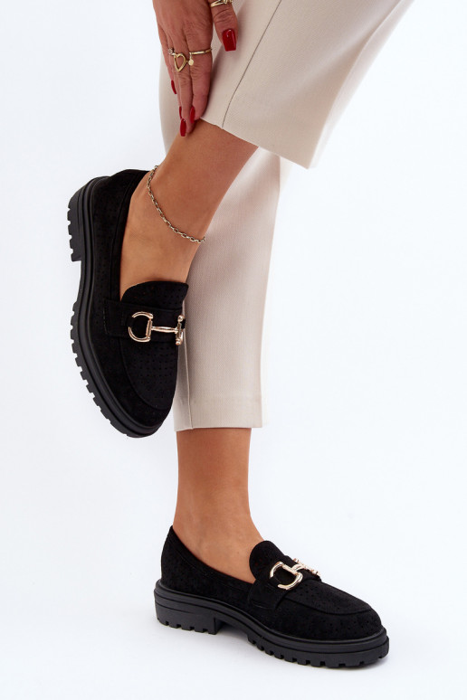 Mocasines de mujer calados con adornos en negro Talesse Mocasines de mujer calados con adornos en negro Talesse