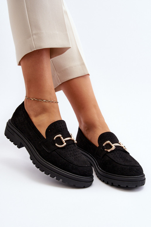 Mocasines de mujer calados con adornos en negro Talesse Mocasines de mujer calados con adornos en negro Talesse