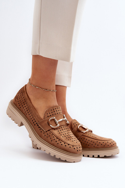 Mocasines de mujer calados con adornos en color marrón Talesse Mocasines de mujer calados con adornos en color marrón Talesse