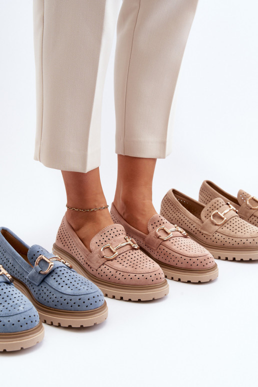 Mocasines de mujer calados con adornos en color marrón Talesse Mocasines de mujer calados con adornos en color marrón Talesse