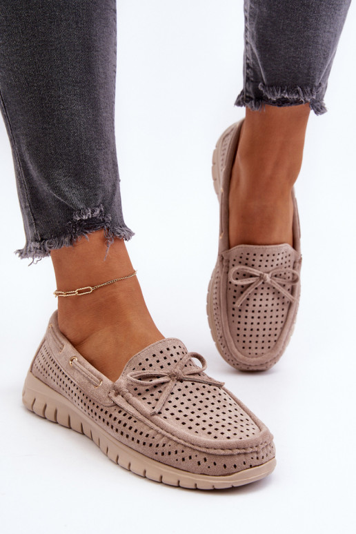 Mocasines de mujer con cintas en beige Reece Mocasines de mujer con cintas en beige Reece