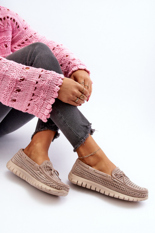 Mocasines de mujer con cintas en beige Reece Mocasines de mujer con cintas en beige Reece