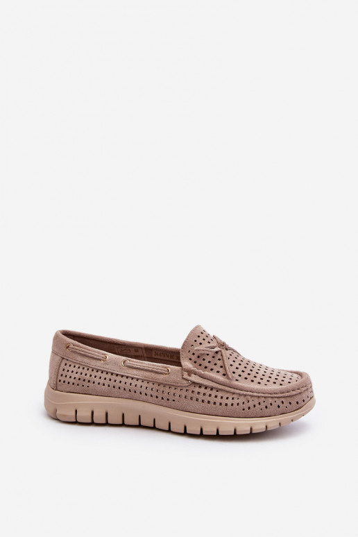 Mocasines de mujer con cintas en beige Reece