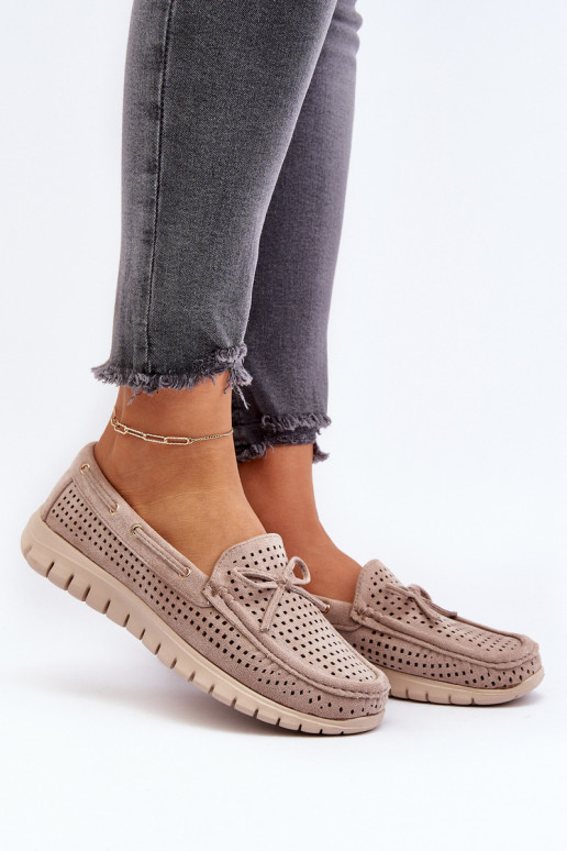 Mocasines de mujer con cintas en beige Reece Mocasines de mujer con cintas en beige Reece