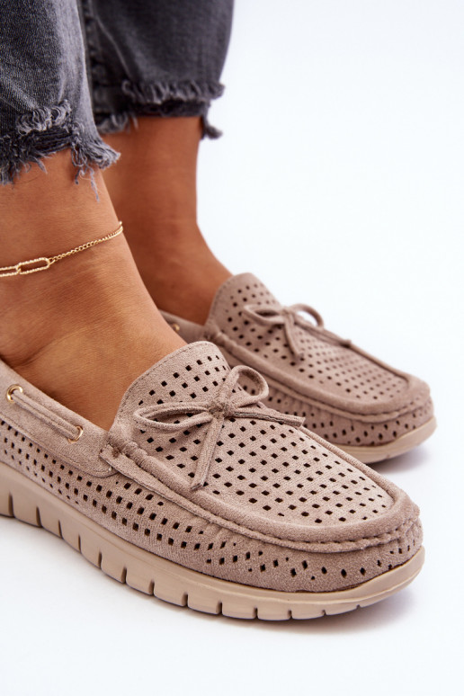 Mocasines de mujer con cintas en beige Reece