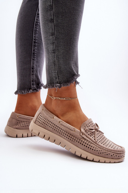 Mocasines de mujer con cintas en beige Reece Mocasines de mujer con cintas en beige Reece