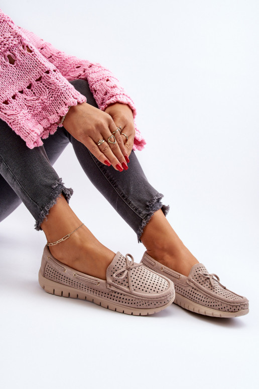 Mocasines de mujer con cintas en beige Reece Mocasines de mujer con cintas en beige Reece