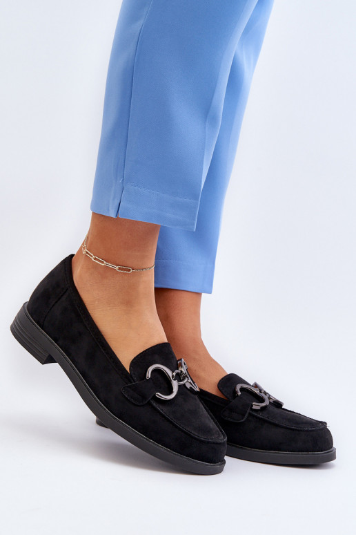 Mocasines elegantes de ante con adornos en negro Echonesa Mocasines elegantes de ante con adornos en negro Echonesa