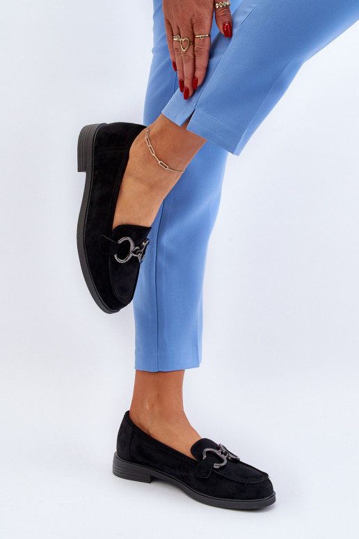 Mocasines elegantes de ante con adornos en negro Echonesa Mocasines elegantes de ante con adornos en negro Echonesa