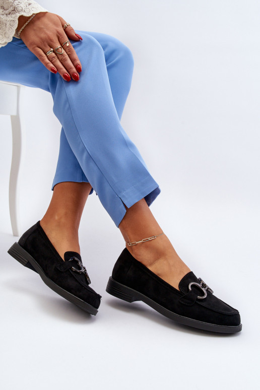 Mocasines elegantes de ante con adornos en negro Echonesa Mocasines elegantes de ante con adornos en negro Echonesa