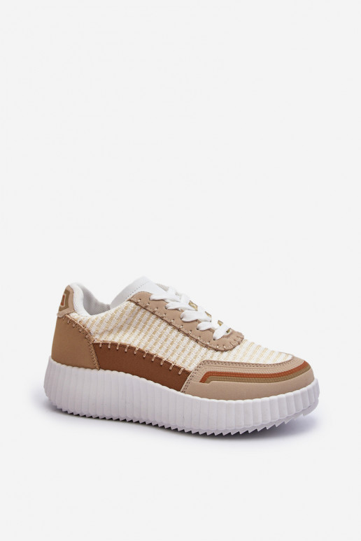 Zapatillas modelo zapatos con plataforma beige Redala
