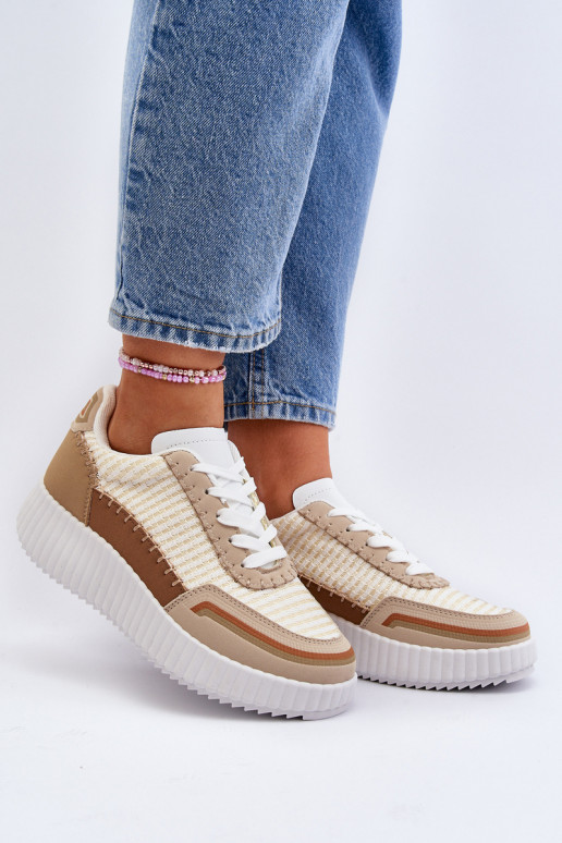Zapatillas modelo zapatos con plataforma beige Redala