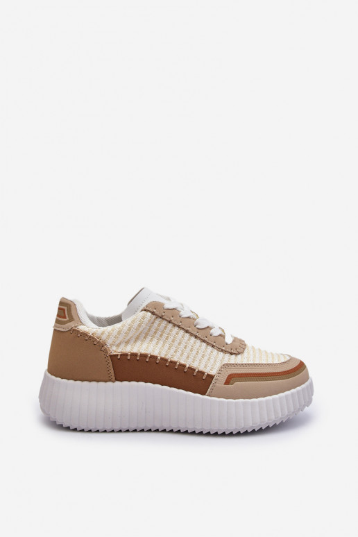 Zapatillas modelo zapatos con plataforma beige Redala