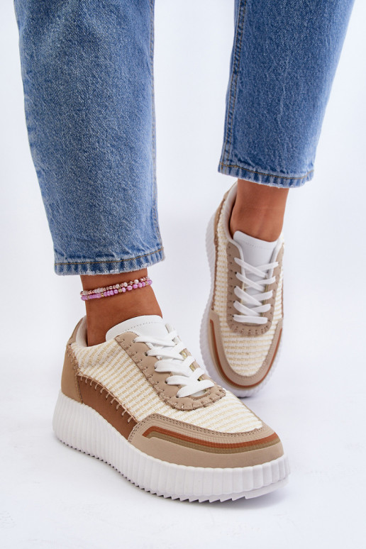 Zapatillas modelo zapatos con plataforma beige Redala