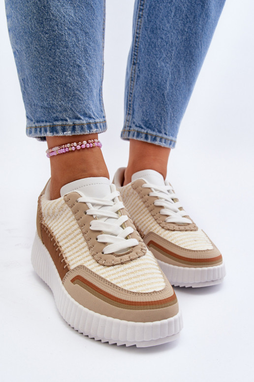 Zapatillas modelo zapatos con plataforma beige Redala
