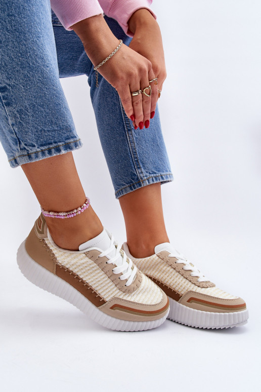 Zapatillas modelo zapatos con plataforma beige Redala