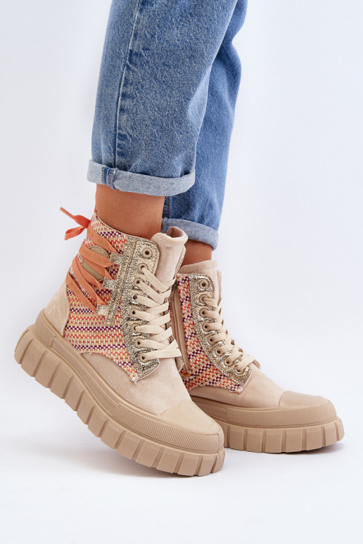 Zapatos de ocio con plataforma en color beige Kernia