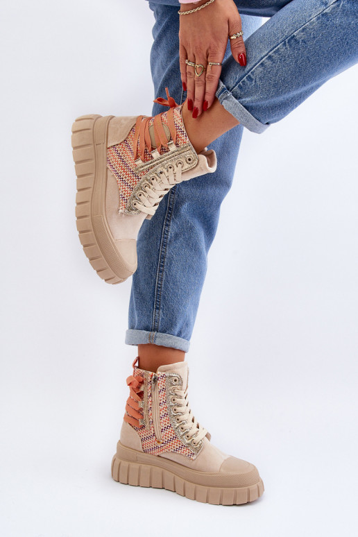 Zapatos de ocio con plataforma en color beige Kernia