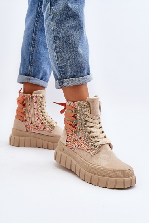 Zapatos de ocio con plataforma en color beige Kernia
