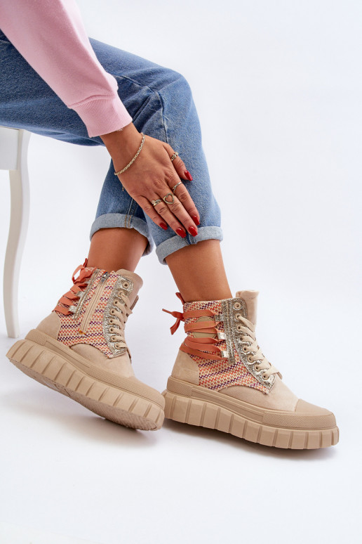 Zapatos de ocio con plataforma en color beige Kernia