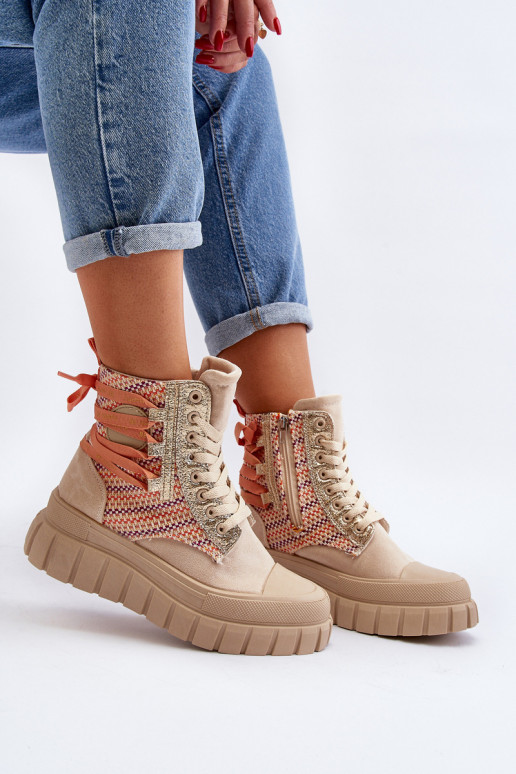Zapatos de ocio con plataforma en color beige Kernia