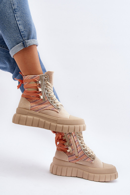 Zapatos de ocio con plataforma en color beige Kernia