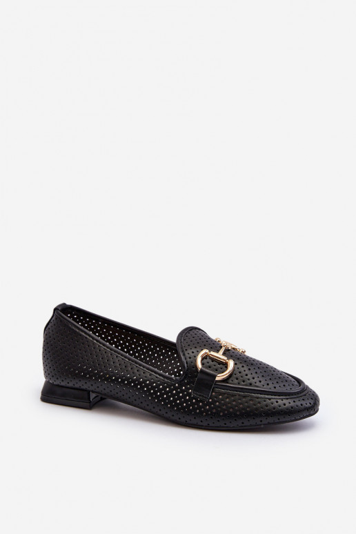 Mocasines de mujer con tacón ancho y adornos en negro Iluvana