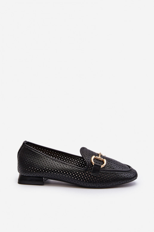Mocasines de mujer con tacón ancho y adornos en negro Iluvana
