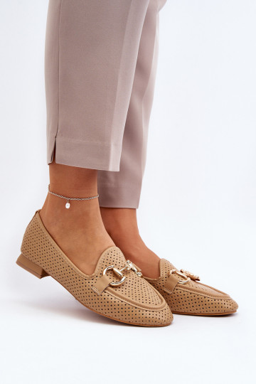 mocasines de mujer con tacón ancho con adornos en marrón Iluvana