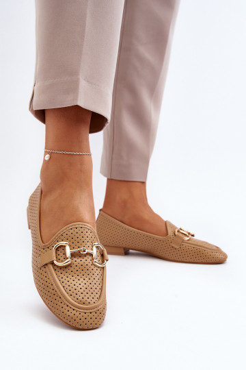 mocasines de mujer con tacón ancho con adornos en marrón Iluvana 2
