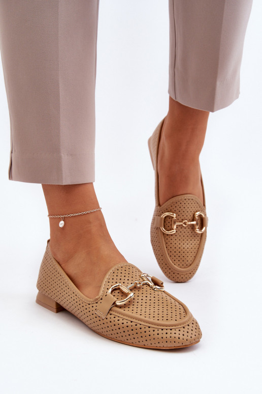 mocasines de mujer con tacón ancho con adornos en marrón Iluvana